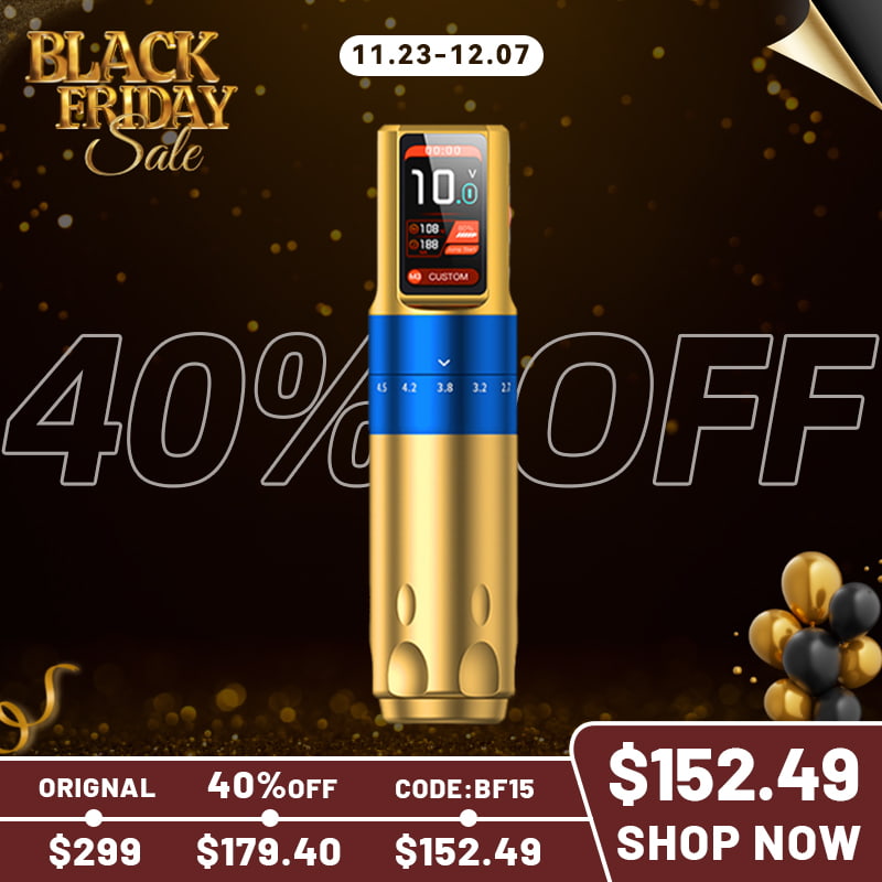 Custom Yellow/Blue Captain ONE｜Adjustable Wireless Tattoo Machine with Six Stroke Length