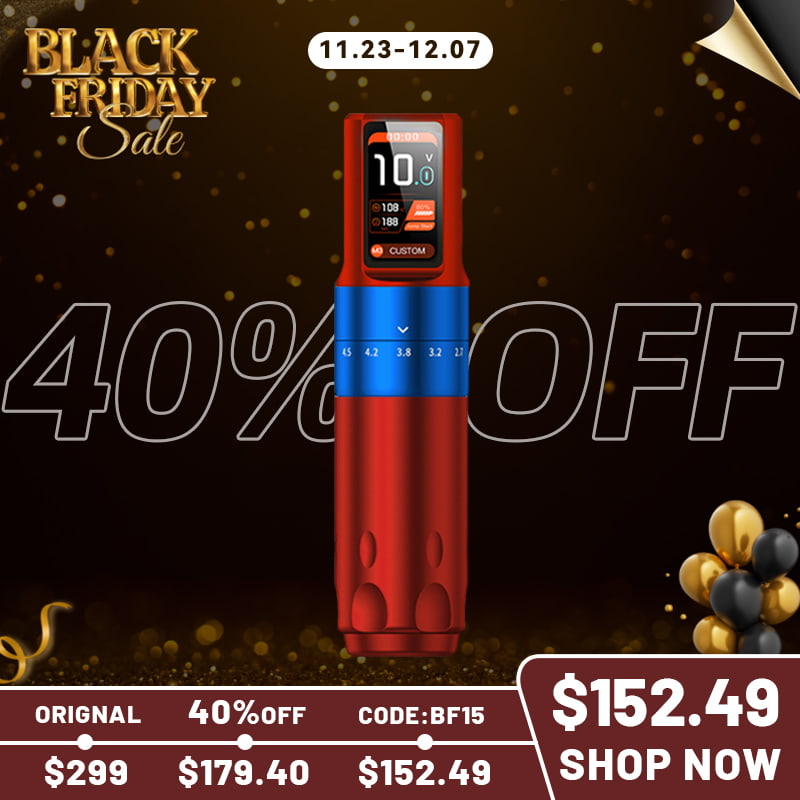 Custom Red/Blue Captain ONE ｜Adjustable Wireless Tattoo Machine with Six Stroke Length